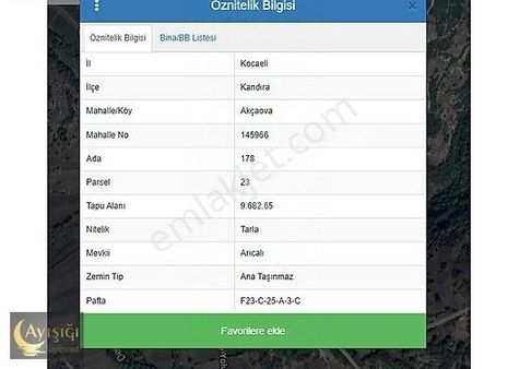 Kandıra Akçaova'da 9.682m² Resmi Yola Cepheli Satılık Tarla