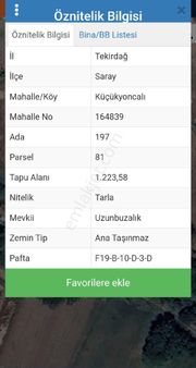 Tekirdağ Saray Yatırımlık Tarla