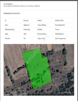 ✨ Kaçırılmayacak Fırsat! Burdur Ağlasun Hisar Köyünde Satılık Tarla ✨