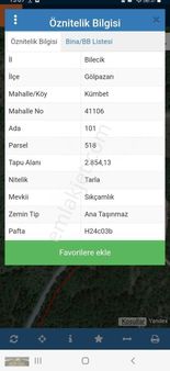 Ertürk Emlak'tan Gölpazarı Kümbet Köyünde Satılık Arazi