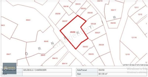 Aksakal'dan Camiikebir Mahallesinde 362m2 Satılık İmarlı Arsa