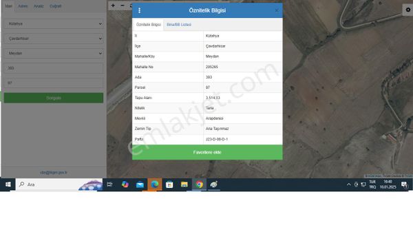 Pay'dan Çavdarhisar Meydan Mahallesinde Satılık Tarla