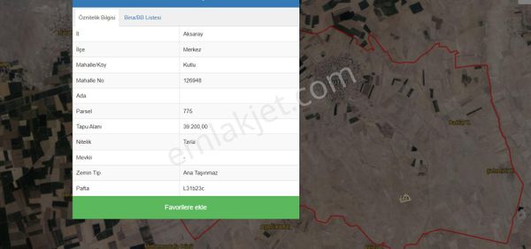 Kutlu Kasabasında Satılık Tarla 39200 M2
