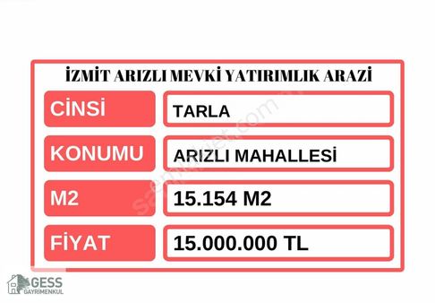 Kocaeli-izmit-arızlı'da Satılık Yatırımlık Arazi
