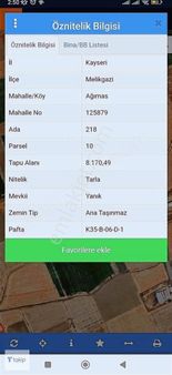 Kayseri Sivas Yoluna 1 Km Mesafede Yatırımlık Uygun Tarla