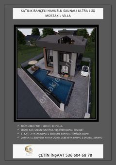 Immokemer'den Satılık Havuzlu Saunalı Ultra Lüx Triplex Villa