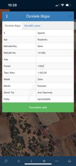 Isparta Keçiborlu Senir’de Satılık Tarla