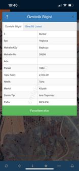 Burdur Yeşilova Başkuyu Köyü’nde Satılık Tarla