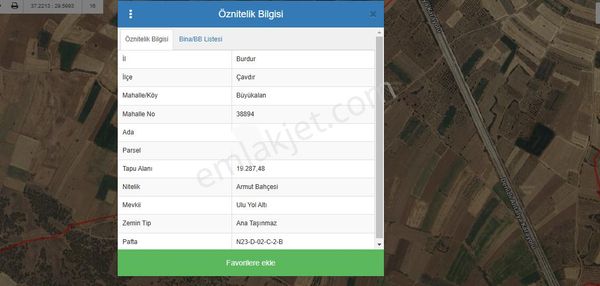 Ayşahtan Burdur Çavdır'da Antalya Yolu Üzeri Satılık Tarla