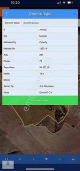 Mamak Ortaköy'de Satılık 750m2 Tarla Araç Takaslı Fırsat