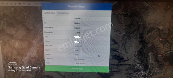 Samsun İlkadım Kapaklı Mahallesi'nde Satılık Tarla