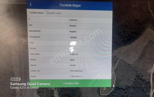 Samsun İlkadım Kapaklı Mahallesi'nde Satılık Tek Tapu Tarla
