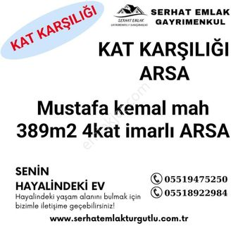 Turgutlu Kat Karşılığı Arsa 389m2 Mustafa Kemal Mah 4 Kat İmarlı 8 Adet Çift Daire Çıkıyor Köşe P.