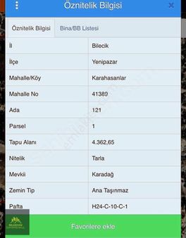 Yenipazar Karahasanlarda Satılık 4362 M² Tarla