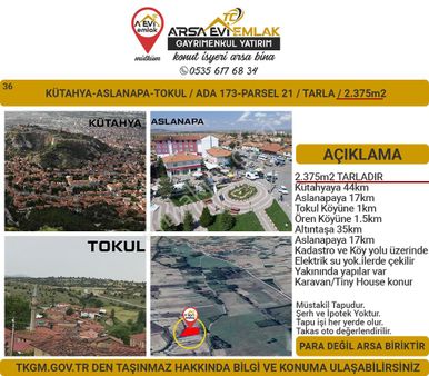 Kütahya-aslanapa-tokul-satılık-2375m2tarla