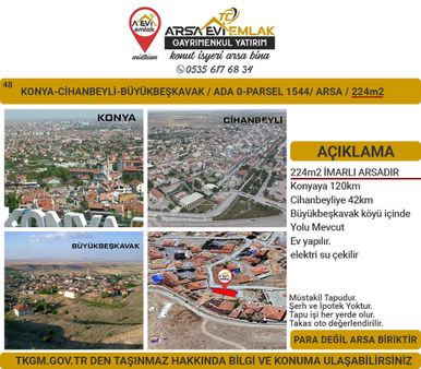 Konya Cihanbeyli Büyükbeşkavak Satılık 225m2 Arsa