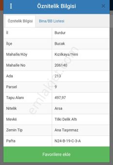 Bucak Kızılkaya Satılık Villa Arsası