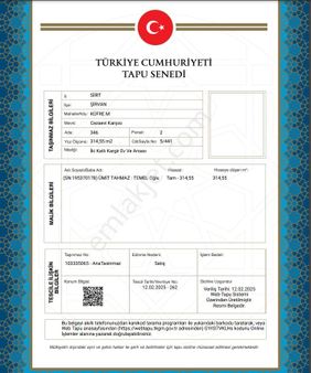 Siirt Şirvan Bina Tapu Sahibi Perta Emlak Ümit Tahmaz