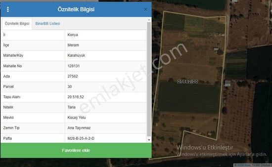 Baha'dan Karahüyükte Kongaz Yakını Etrafı Çevrili Hesaplı Tarla