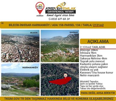 Bilecik-inhisar-harmanköy-satılık 2131m2 Tarla