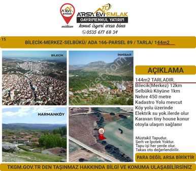 Bilecik Merkez Selbükü Satılık 143m2 Tarla