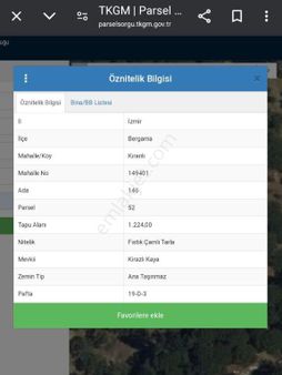 Bergama Kıranlı Mah Satılık Tarla