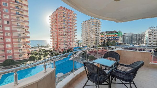 Alanya/ Mahmutlar Alden 3 Res.'te Deniz Manzaralı Eşyalı 2+1