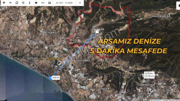 Antalyada Denize 5 Dakika Mahalle İçi Köşe Parsel Tektapu Arsa