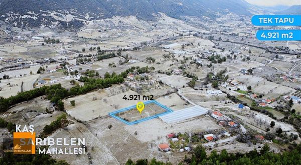 Kaş Sarıbelen'de 4.921 M2 Tek Tapu Değerli Bir Fırsat Arsa