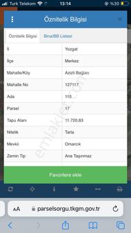 Çankaya Emlaktan Satılık Tarla