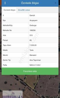 Acıpayam Dodurga Satılık Tarla