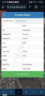 Bursa Osmangazi Yunuseli'de Satılık Konut İmarlı Arsa