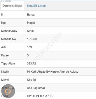 İnegöl Kınık Ta Satılık Arsa Köşe Parsel