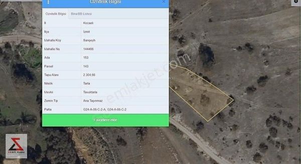 İzmit Sarışeyh Köyünde Resmi Yollu Kısmen İmarlı Tarla