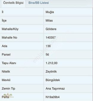 Arazi Uzamanın'dan Milas Göldere'de 1.200 M2 Satılık Zeytinlik