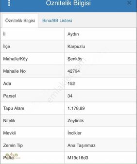 Arazi Uzmanından Karpuzlu Şenköy'de 1.200m2 Zeytinlik