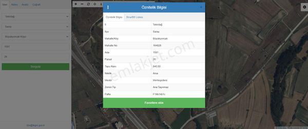 Delfa Yapı İnş'tan Satılık Saray Büyükyoncalıda 840m2 Tek Tapu Arsa