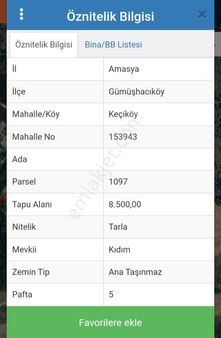 Gümüşhacıköy Satılık Tarla