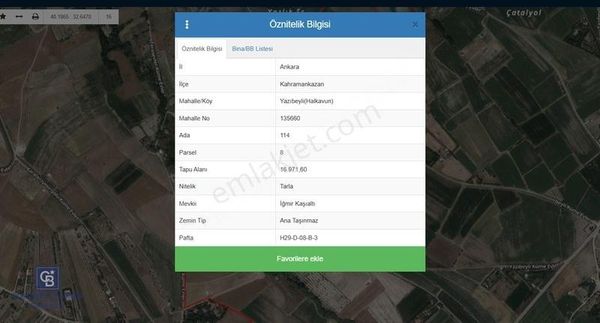 Kazan Yazıbeyli Mahallesi İmara Yakın Tek Tapu Tarla
