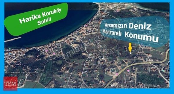 Koruköy'de İmarlı Deniz Manzaralı Arsa.