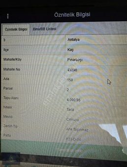 Gürlesinden Antaya Kaş'da, Pınarbaşı Mah. Satılık 4090 M2 Tarla