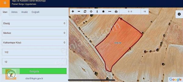 Elazığ Balpınar - Kalkantepe Köyünde Satılık Fırsat Tarla