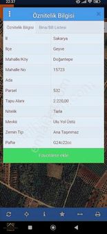 Sakarya Geyve Dogantepe Koyunde Satılık 2200 M2 Tarla