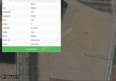 İsmil De Satılık Müstakil 81,233 M2 Tarla