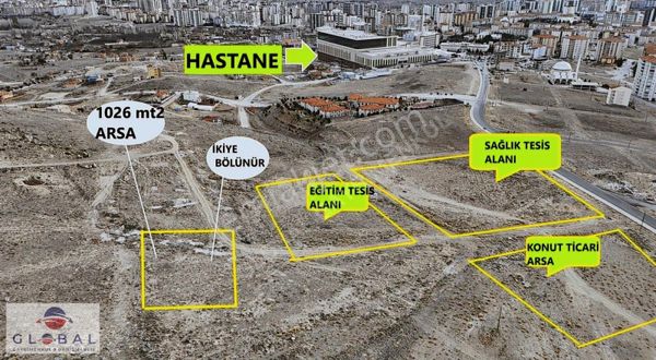 Globalden Hastane Yakını 1116 Mt 2 Satılık Arsa (ikiye Bölünür)