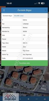 Arda Emlak Ofisin’den Lalapaşa Toki Konutları Yakını İmarlı Arsa