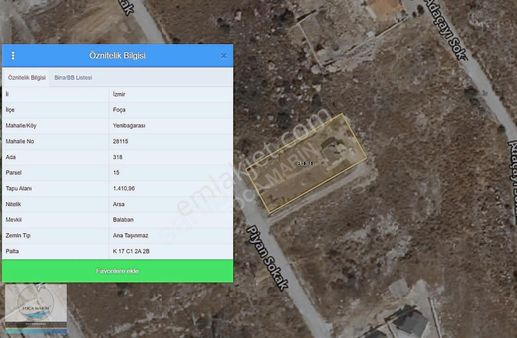 Foçaköy'de 1.411 M2 Manzaralı 2 Villa Arsası