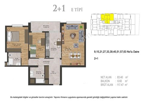 Beyaz Park 3. Etap Projesi 2+1 119m2 Balkonlu Satılık Daire