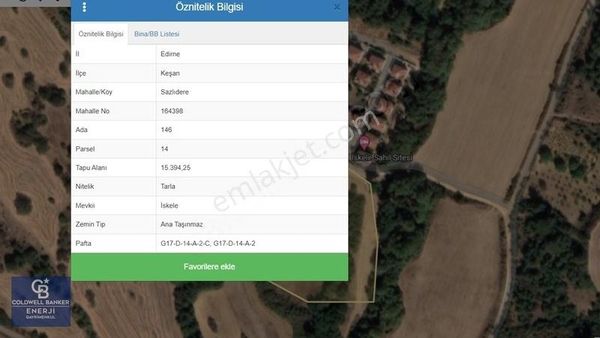 Edirne Keşan Sazlıdere Satılık 15.394 M2 Arazi