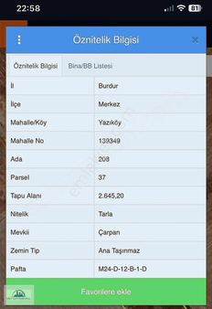 Satılık Tarla Yazıköy 2645 M2 250.000 Tl